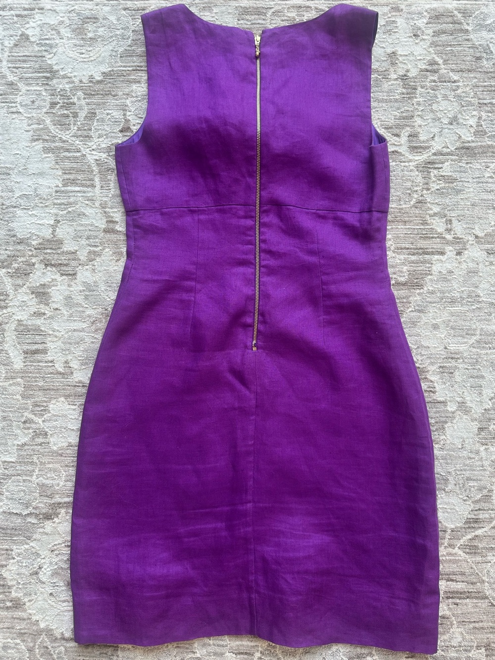 Kate Spade NWOT Purple V-Neck Linen Bow Sleeveless Knee Length Dress (Size 4) - Picture 4 of 5